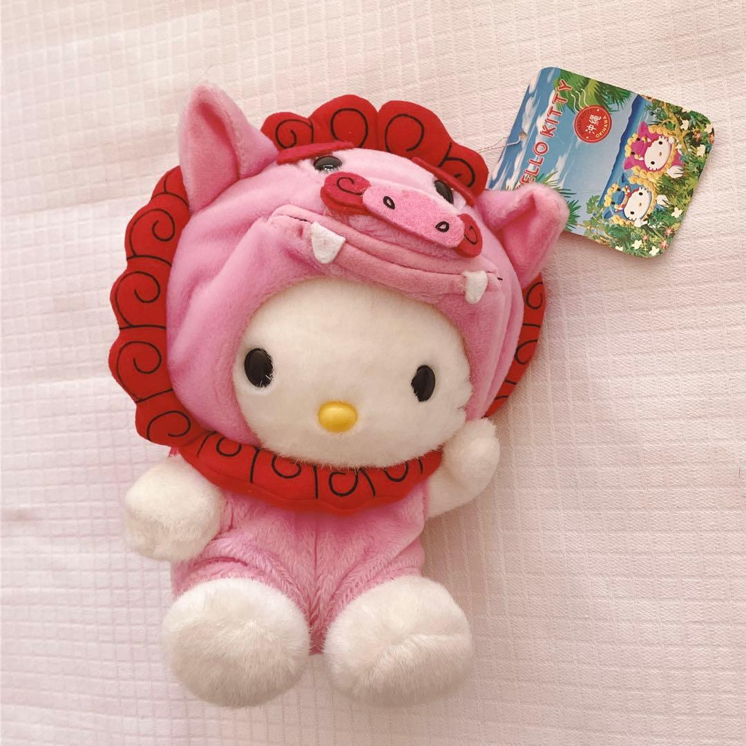 ハローキティ 沖縄限定 シーサー ぬいぐるみ ピンク水色 ご当地キティ