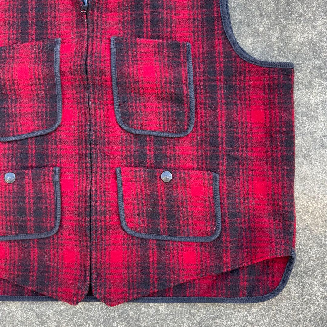 こうた　USA製 70s L.L.Bean ウールベスト チェック 赤黒