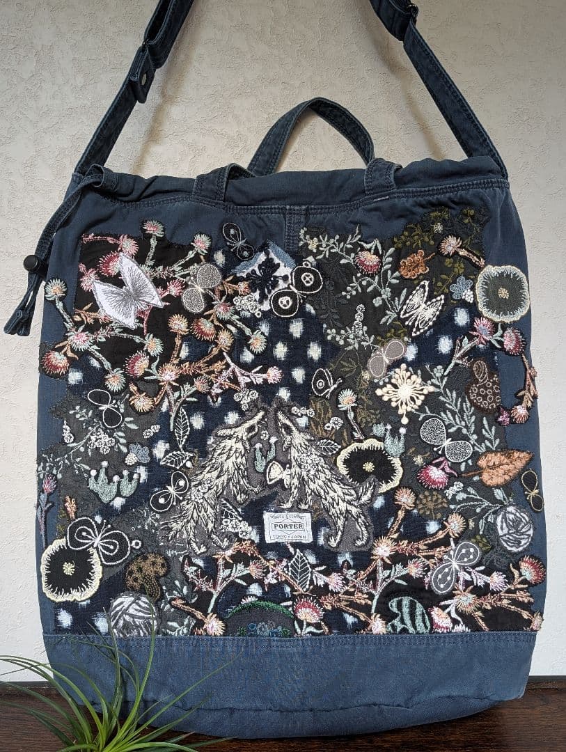 ガレ調《吉田カバンとWolf＆flower》藍染　古布　ミナ　pic　バック