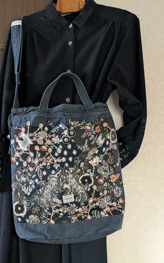 ガレ調《吉田カバンとWolf＆flower》藍染　古布　ミナ　pic　バック