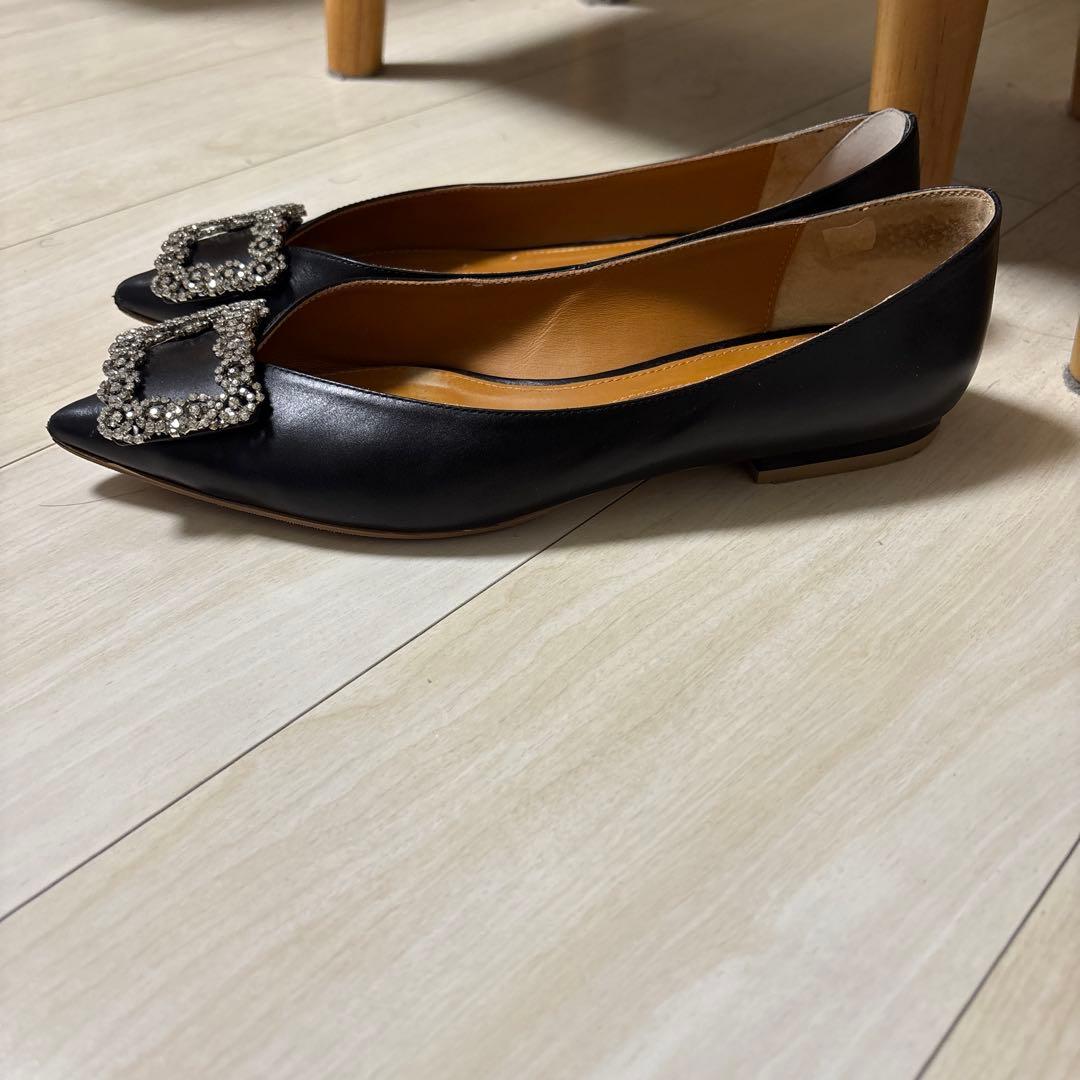 新品PIPPICHIC　ビジューフラットパンプス　37.5 24.5cm