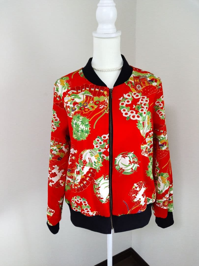 着物リメイク ブルゾン、スカジャン 着物リメイク】運気を上げるスカジャン、ブルゾン（獅子）（虎、寅