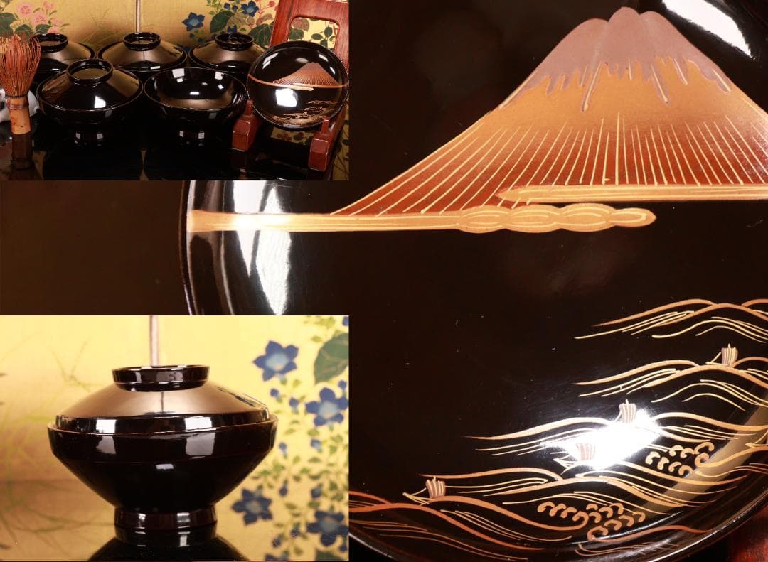 貝殻型陶器小物入れ 黄褐色と緑色