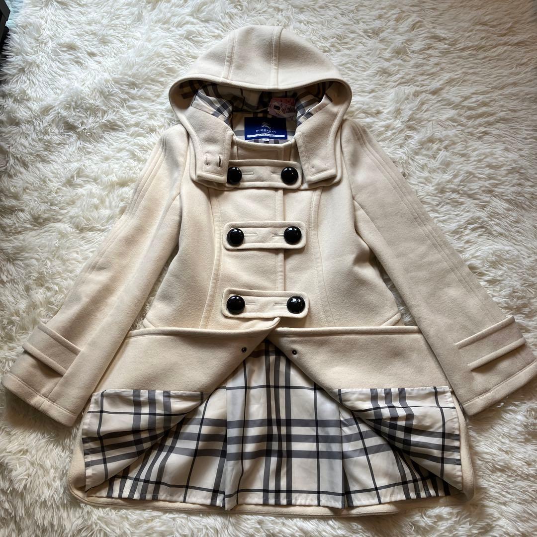 BURBERRY BLUE LABEL ウールコート アンゴラ混 ノバチェック