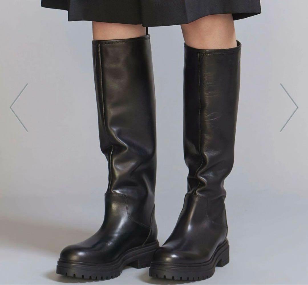 【CORSOROMA9】極美品 ロングブーツ ブラック レザー CORSO ROMA,9（コルソローマ ノーヴェ） CORSO ROMA 9 コルソローマ