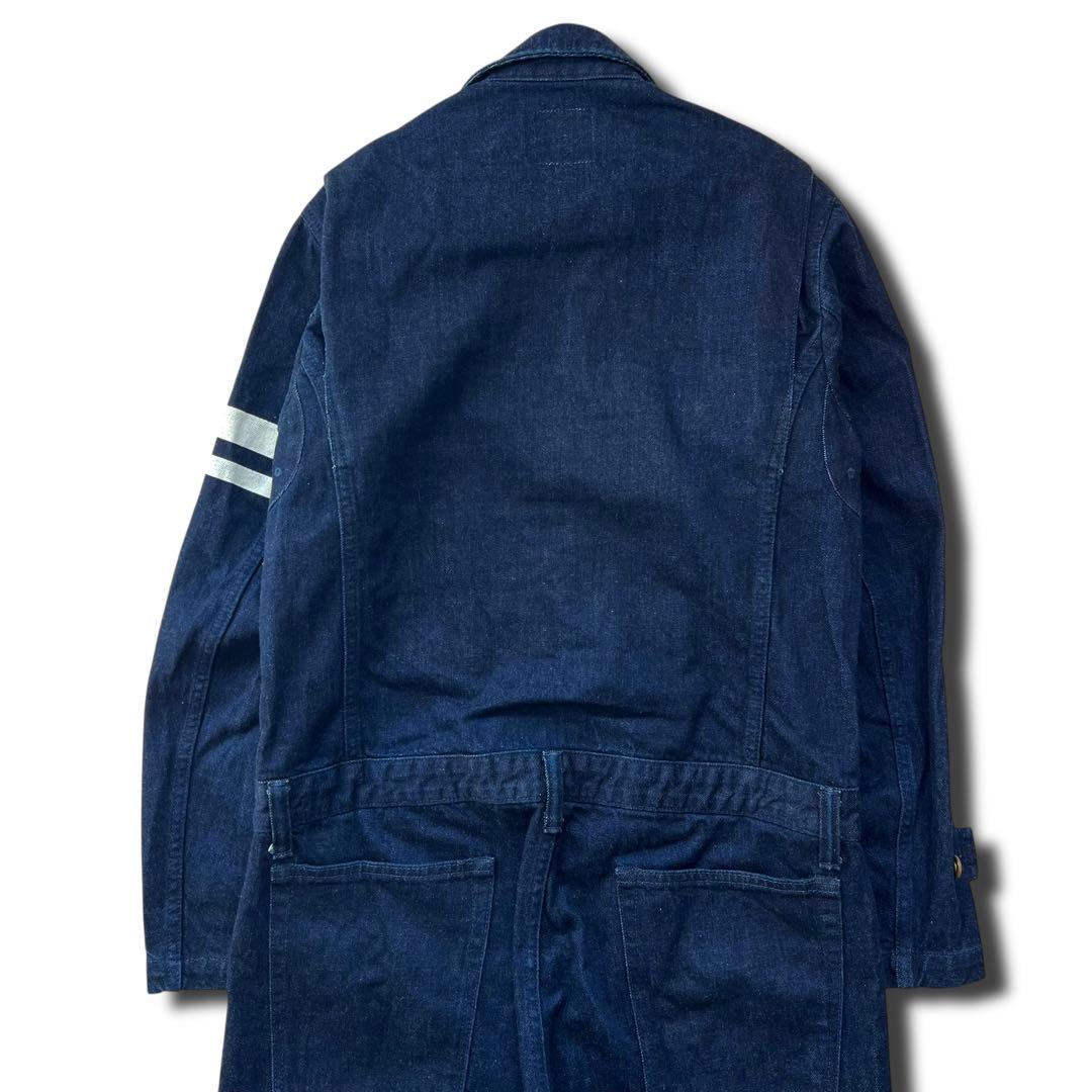 極美品 濃紺 桃太郎ジーンズ デニム ジャンプスーツ つなぎ 出陣 36