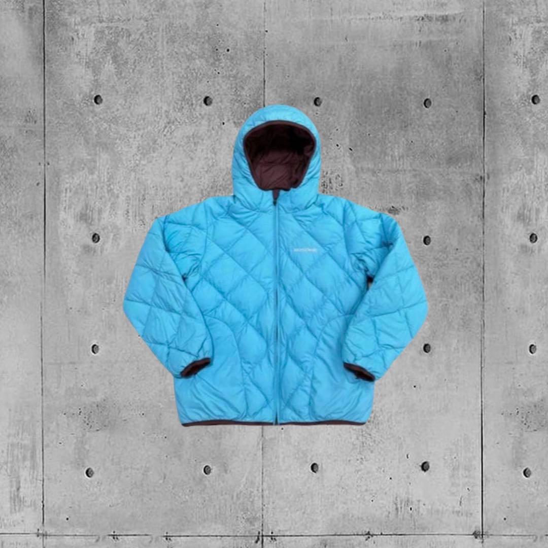 mont-bell ダウンジャケット キルティング リバーシブル 水色/茶色