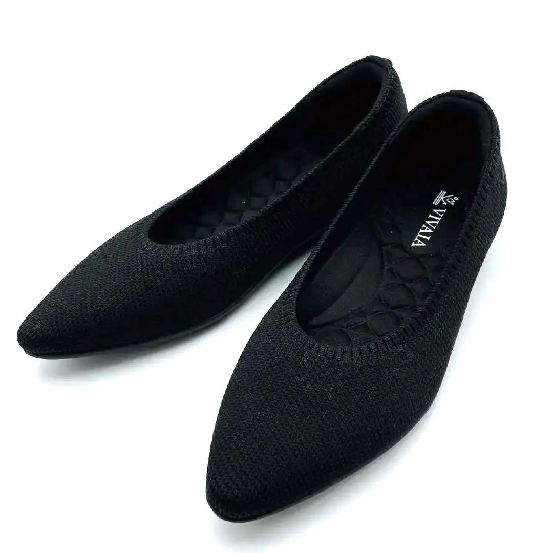 ビバイア VIVAIA ニットパンプス ポインテッドトゥ 黒 23㎝ - メルカリ