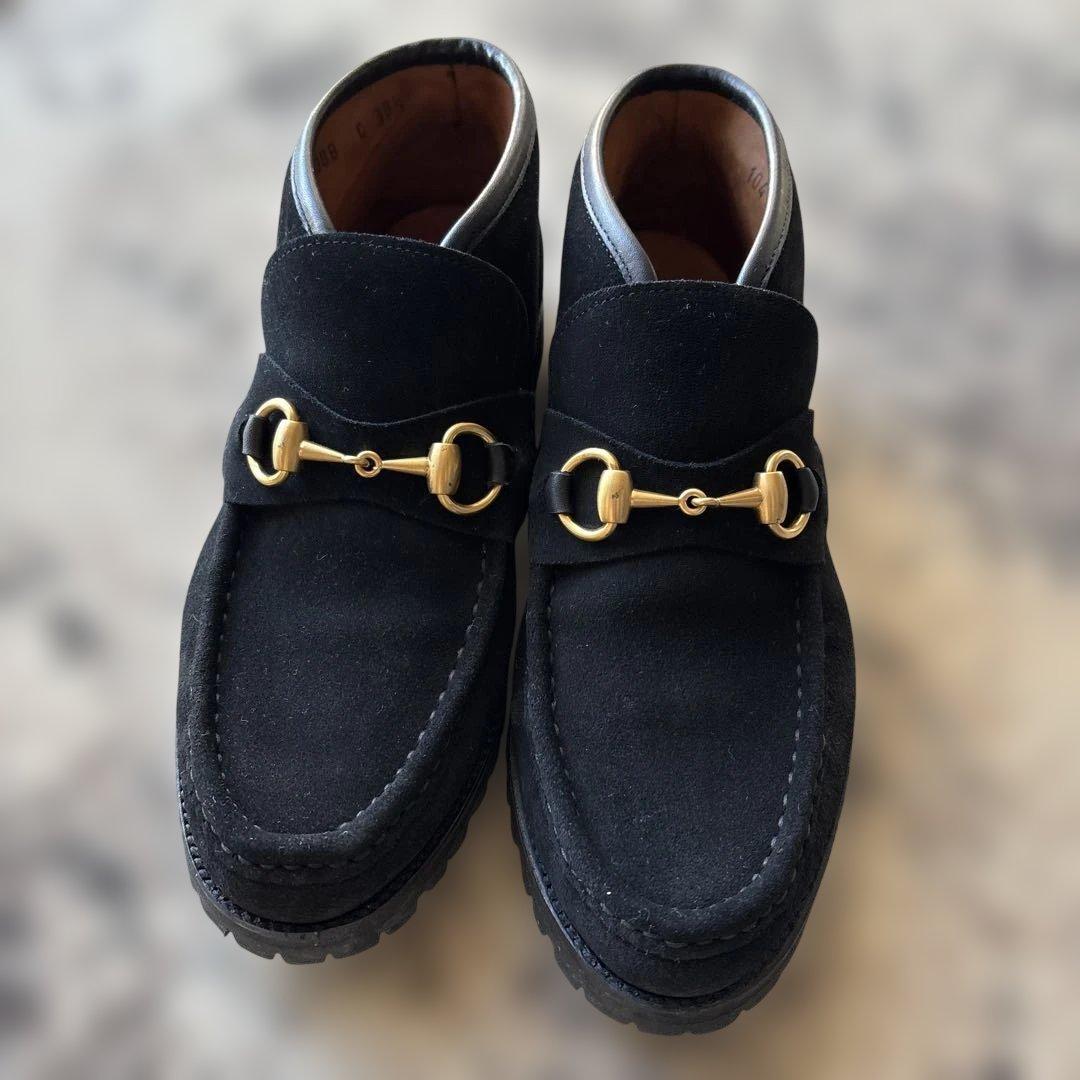 GUCCI ホースビット　フーディ　ブーツ　スエード 38 1/2 sold】GUCCI ホースビットブーツ size 40E 25.5cm前後 ⁡ アウトソール