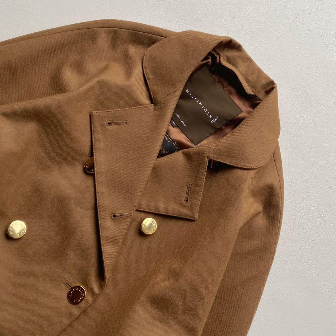 英国製/金ボタン】マッキントッシュ ウール ダブルコート 34 キャメル