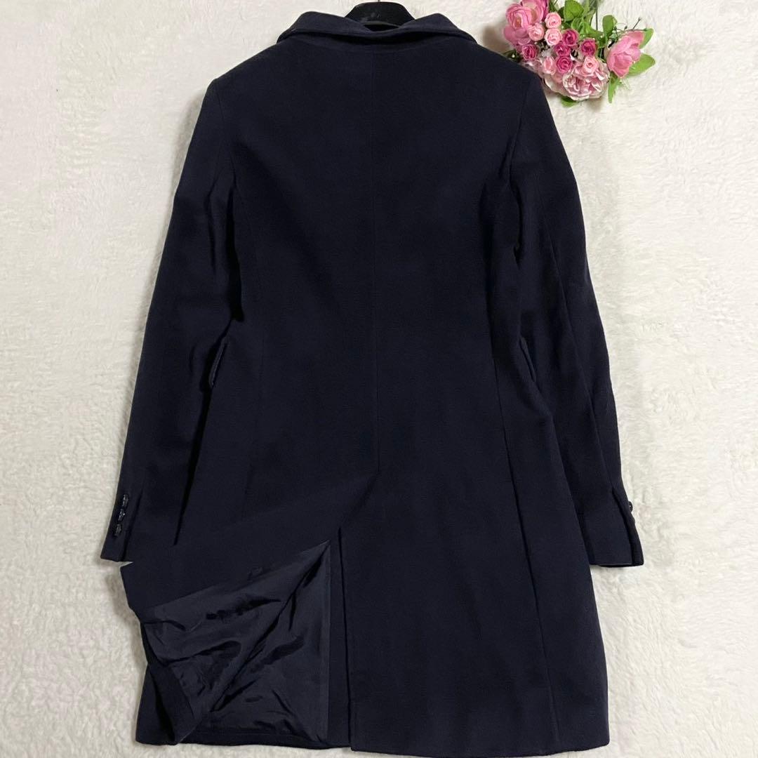 美品○ MaxMara マックスマーラ ロングコート ウール ネイビー 40