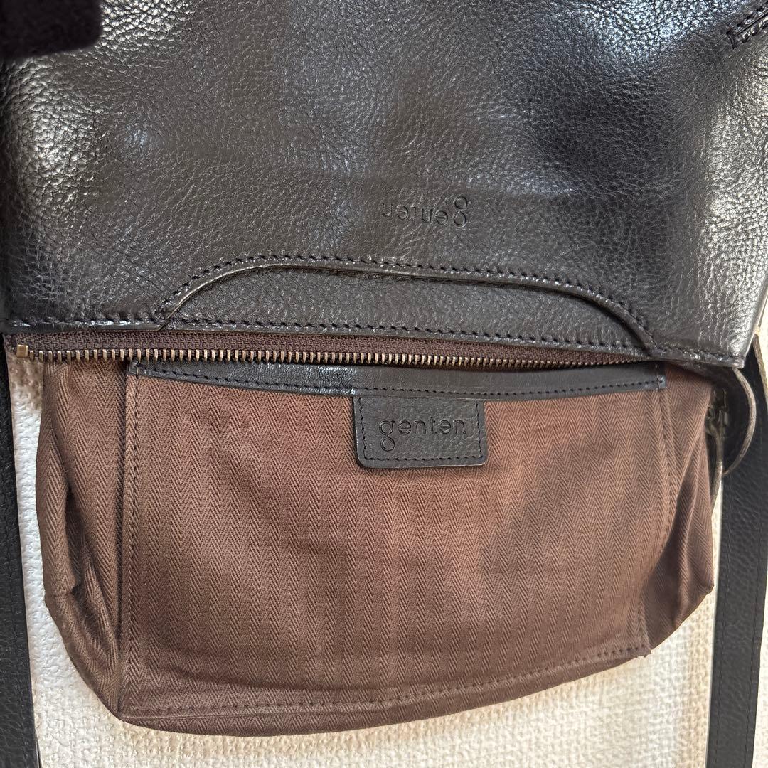 genten トスカ tosca ショルダーバッグ 黒 シボ 斜めがけ 本革 - メルカリ