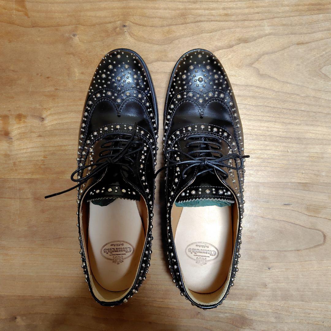 お値下げ致しました。チャーチ スタッズ付き黒レースアップ革靴36 楽天市場】チャーチ 靴 スタッズ（靴）の通販