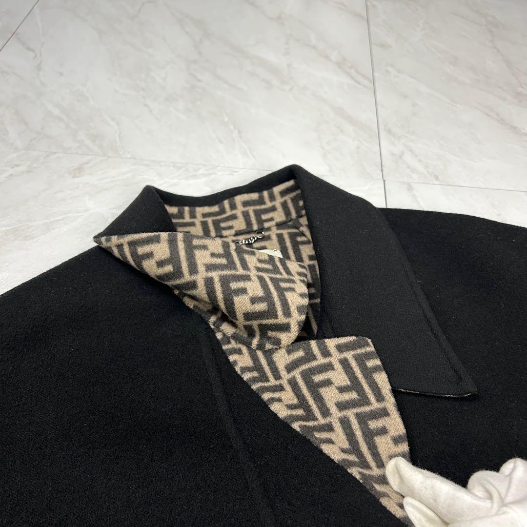 極美品 フェンディ ダブルフェイス ショートコート ウール ズッカ 黒