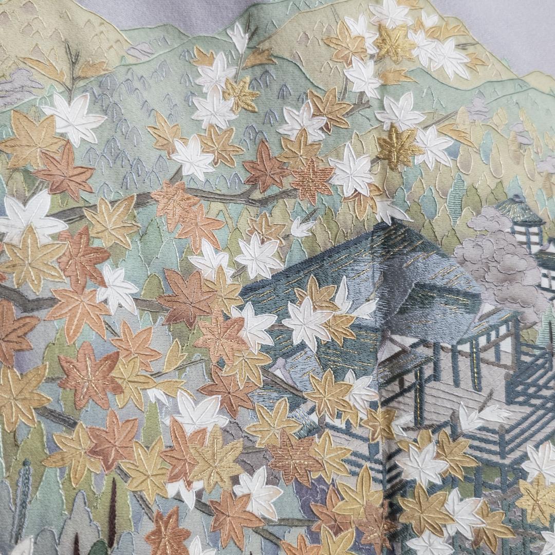 しおり様専用 R8SK87 色留袖 作家物 蘇州刺繍 清水寺 落款 上品 シルク