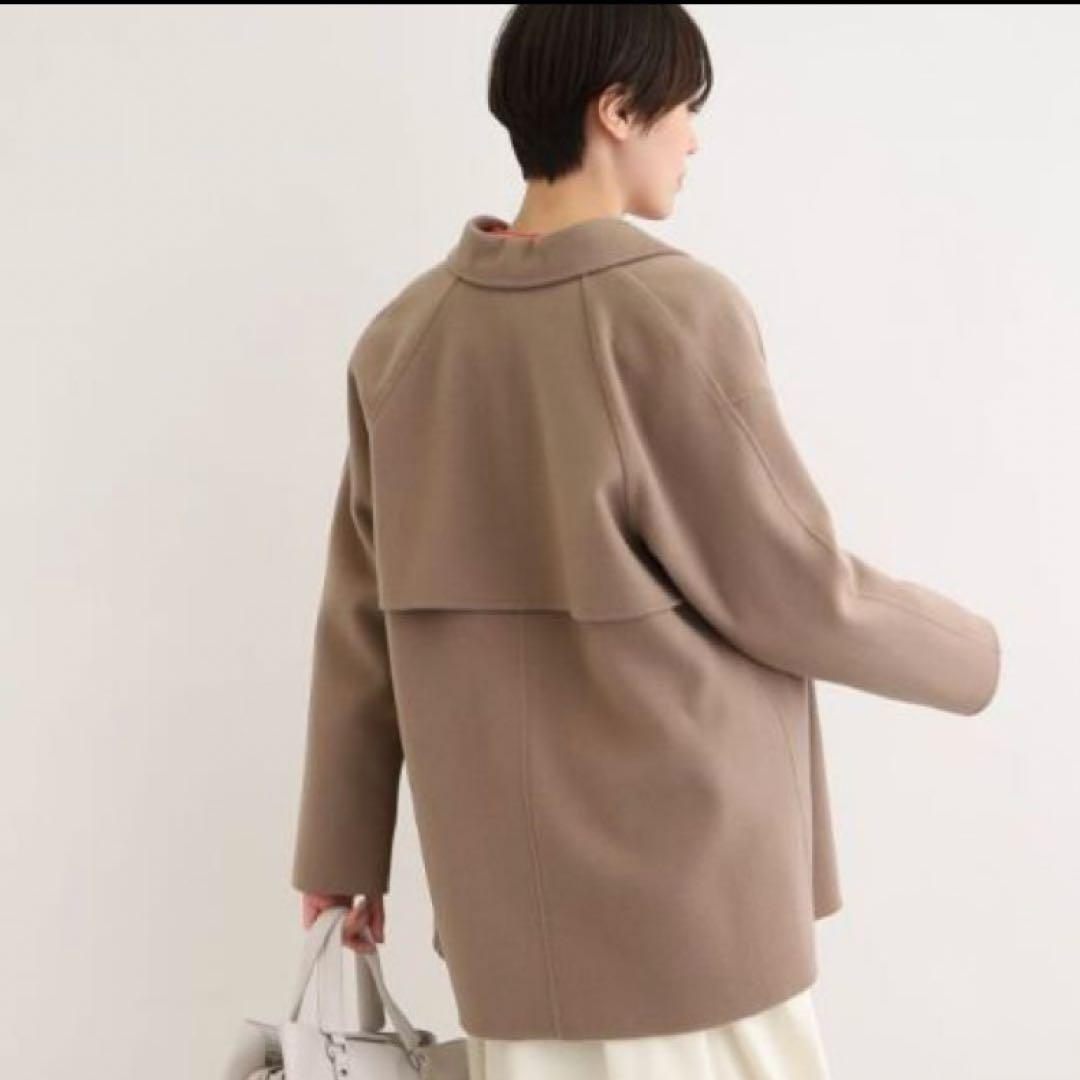 美品】INDIVI 36 ハミルトンラムズウール ステンカラーリバーコート