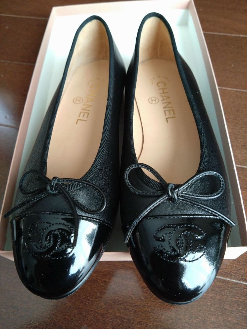 《美品》CHANEL　シャネル　ブラック フラット　バレエシューズ　36.5