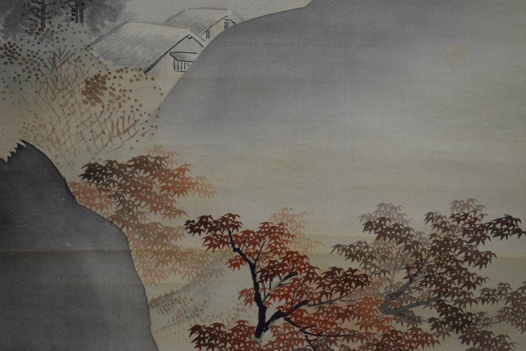 真作/川端玉章/山水幽居図/絹表装/布袋屋掛軸HB-761