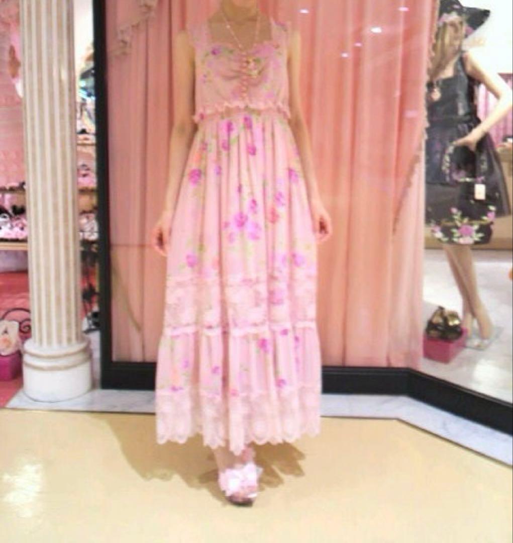ジーザスディアマンテ シシリアマキシワンピ 新ぼかし薔薇柄ピンク 38