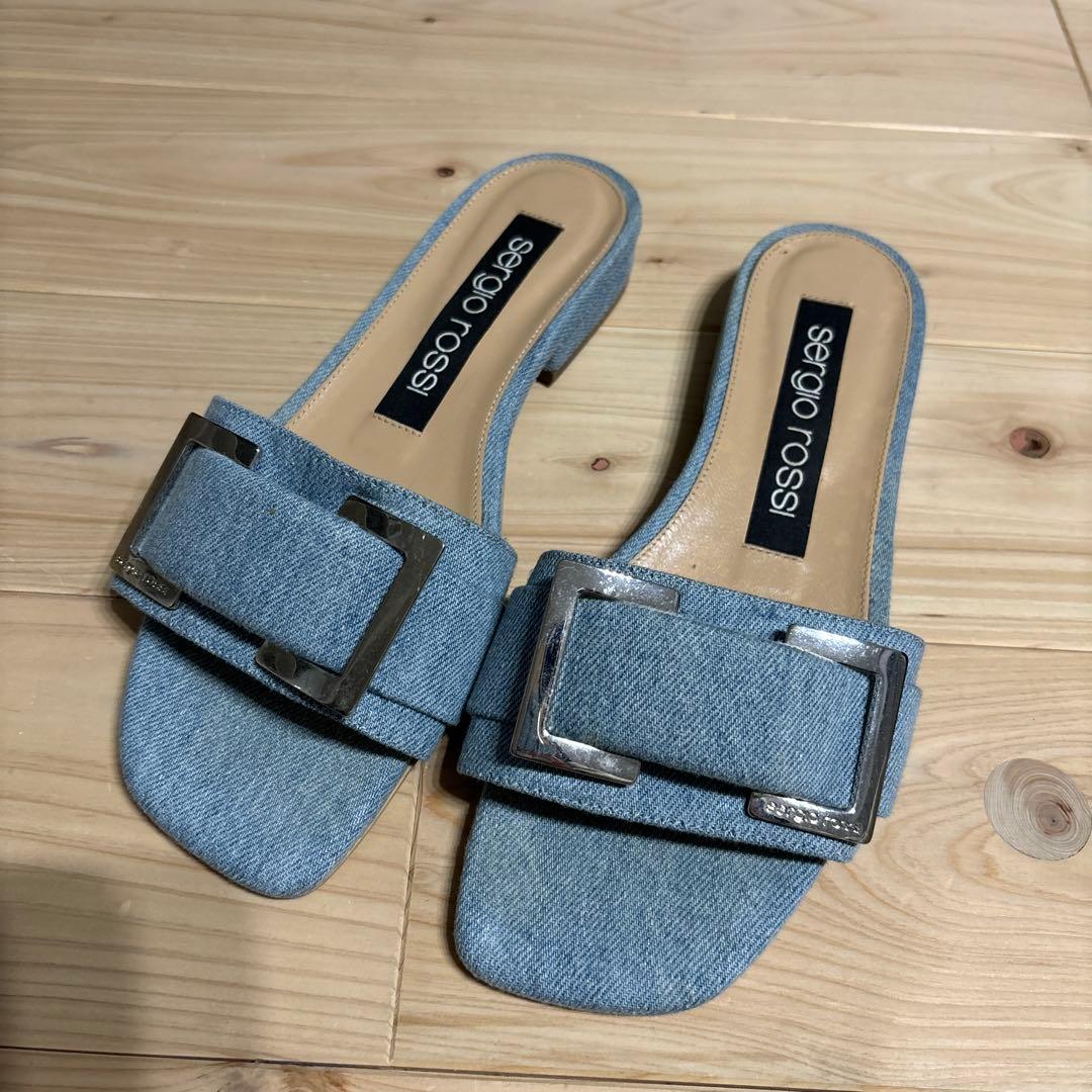 sergio rossi デニム ミュール SERGIO ROSSI Denim platform sandals | THE OUTNET