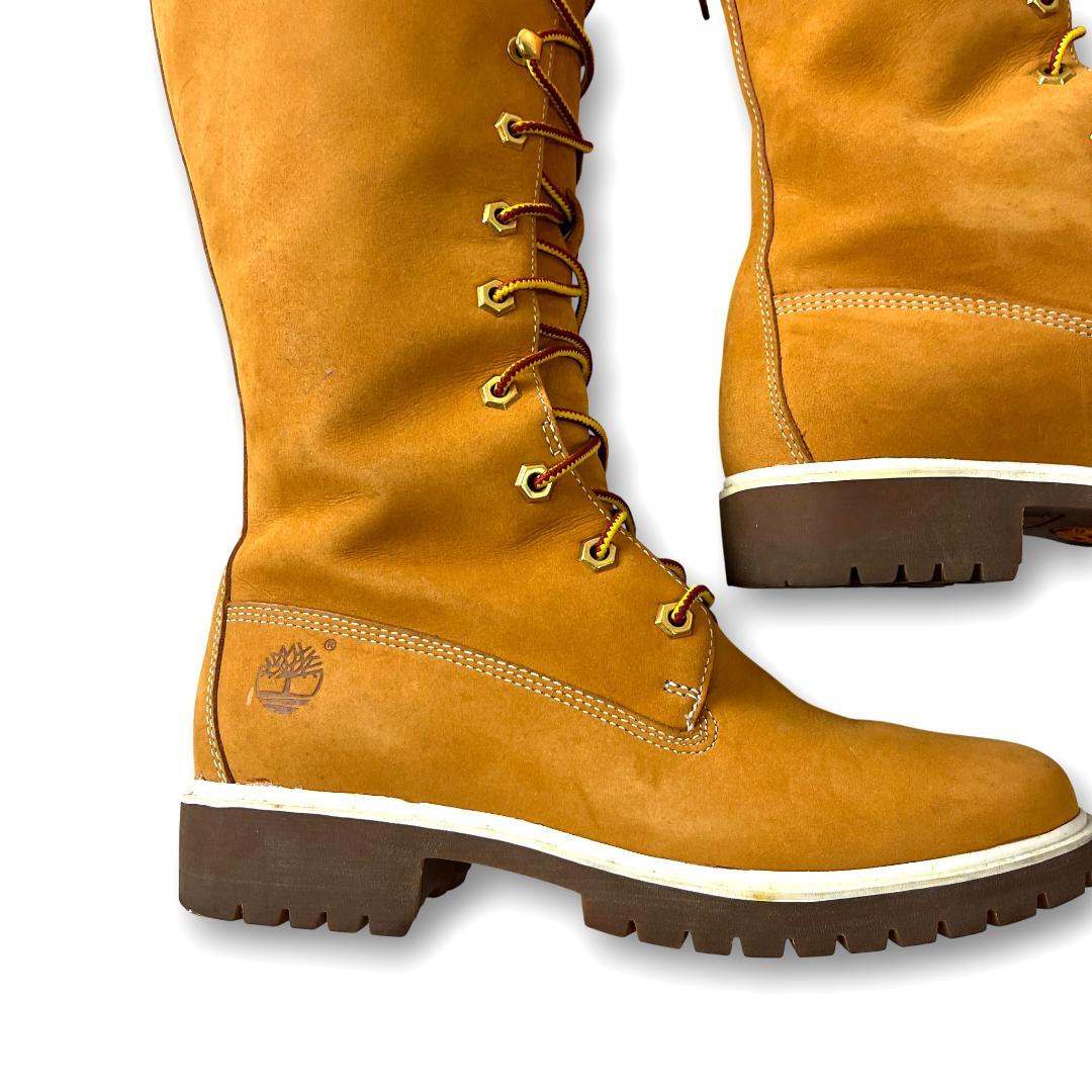 ティンバーランド 23.5cm ロングブーツ レースアップ イエローブーツ
