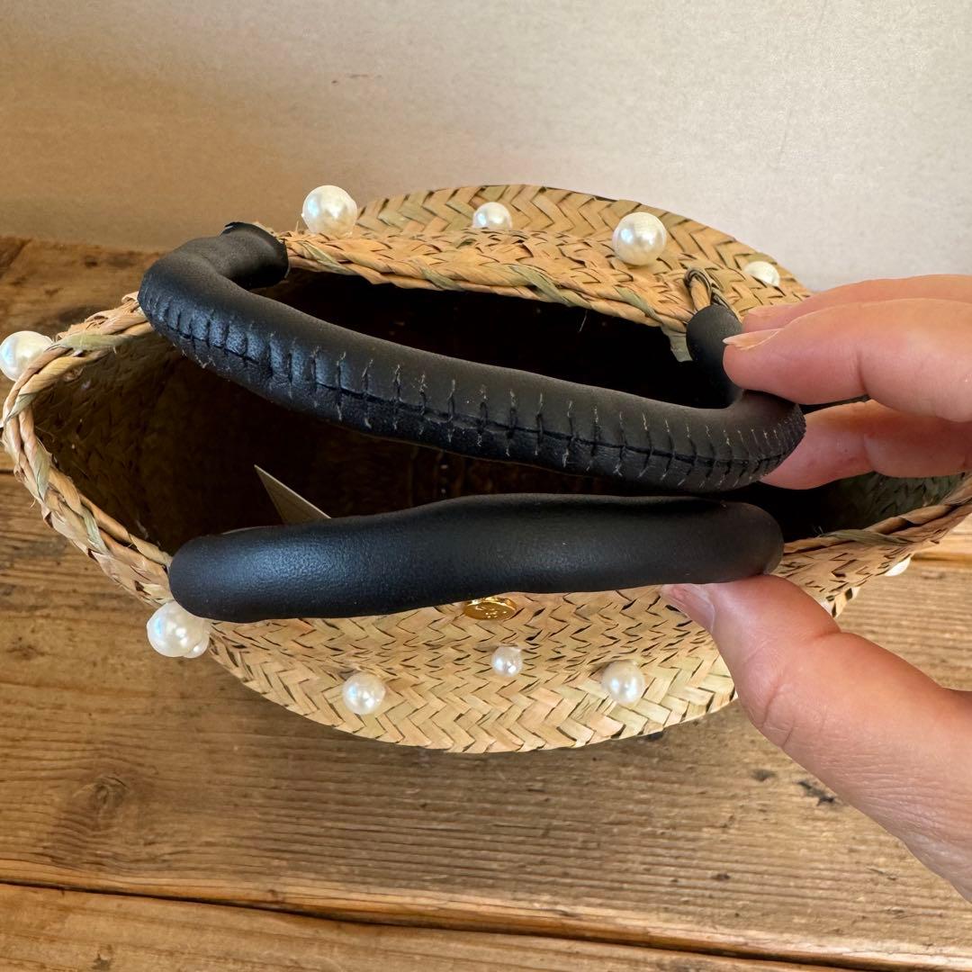 hansry カゴバッグ pearl-black fringe - メルカリ