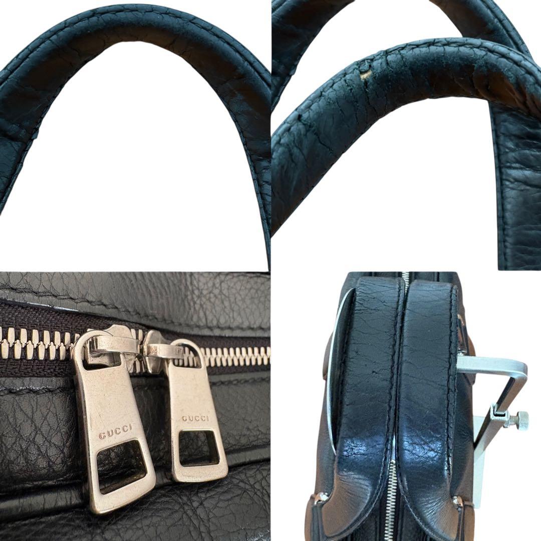 グッチ GUCCI ソーホー シボ革 本革2WAYビジネス 黒A4可 メンズ良品