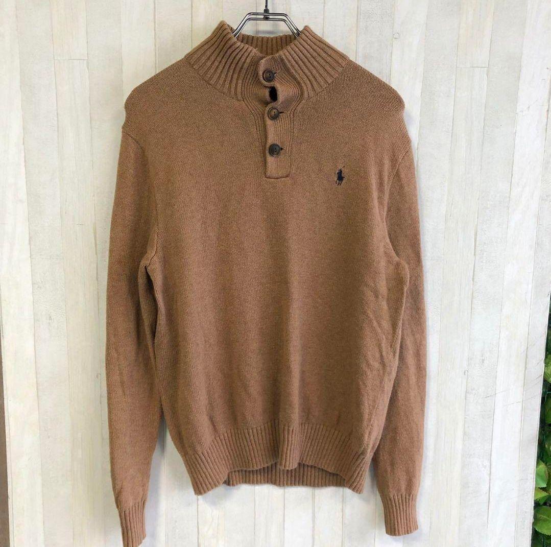 ポロラルフローレン ポニー刺繍 ハーフボタンニット ニット茶色