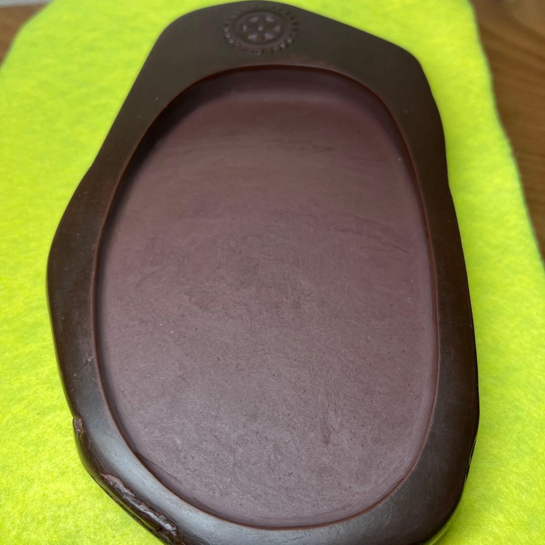 ⭕️紅渓石硯 希少 歯車彫刻 2代目 崎川羊堂 日向名産 現在では4代目