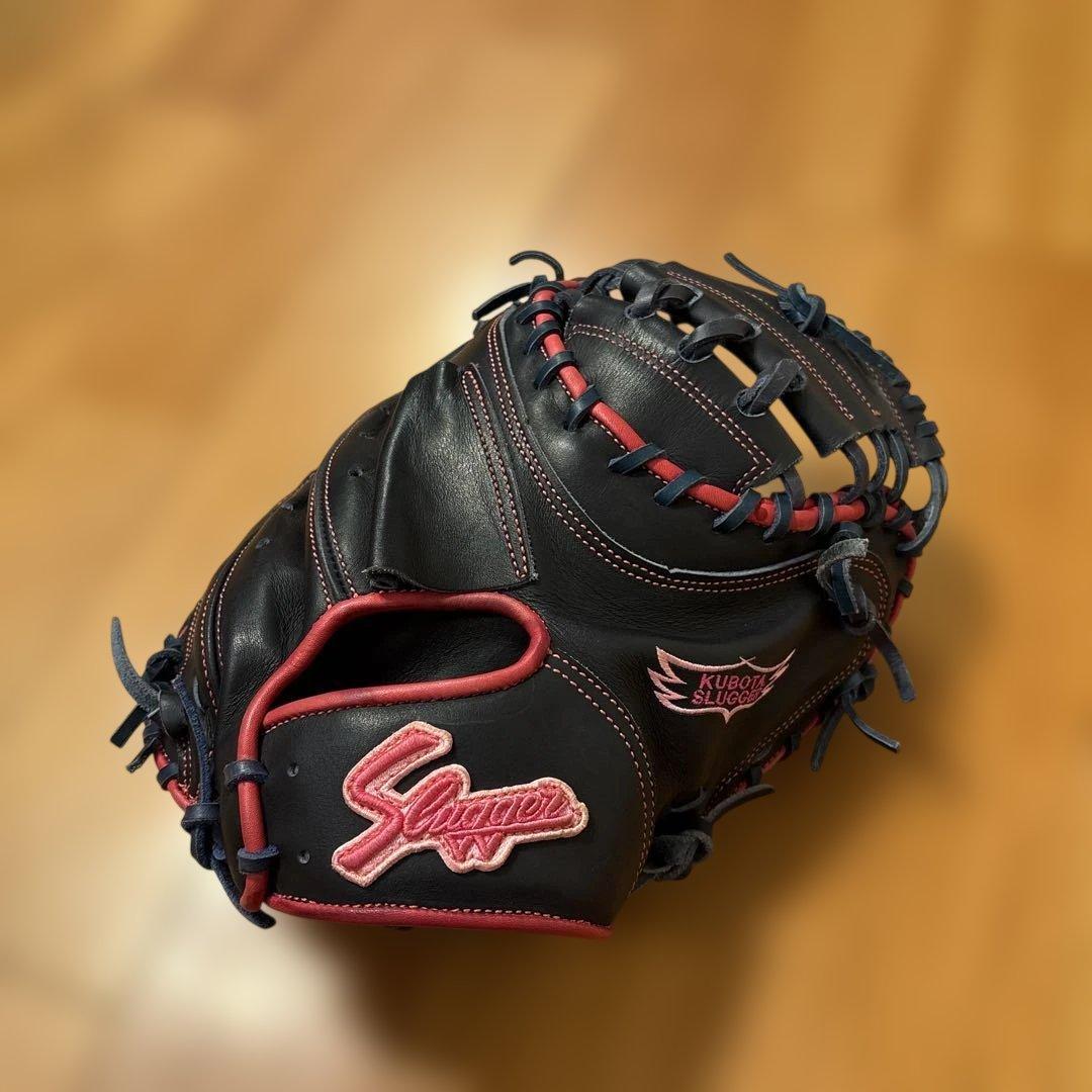 KUBOTA SLUGGER 軟式グローブ 黒赤 久保田スラッガー（KUBOTA SLUGGER） 【全紐交換済み】 スラッガー