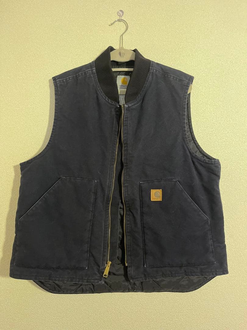 USA製 ヴィンテージ Carhartt カーハート ダック ベスト ネイビー 90-00's Carhartt ダックベスト “NAVY / USA製” - used&vintage box Hi