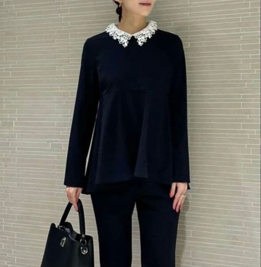 ユナイテッドアローズ FEEL CLEAN 2wayブラウス ペプラム ネイビー