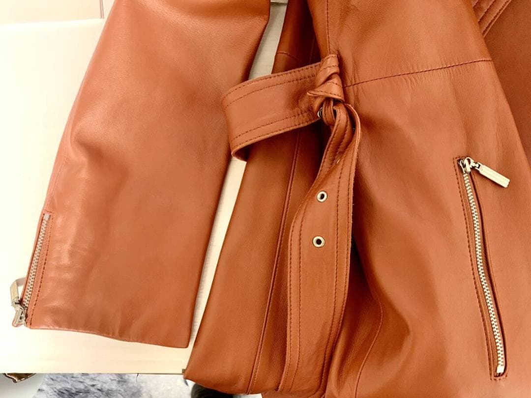 ヒヒン様専用]BALMAIN バルマン ラムレザー コート 黄橙色 サイズ11