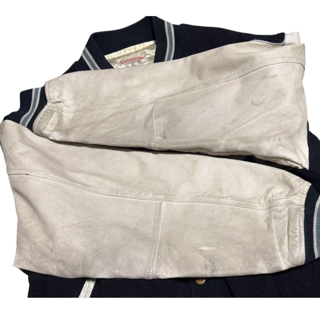 デトロイトライオンズ バックロゴ 袖革 スタジャン リブライン Lサイズ 黒