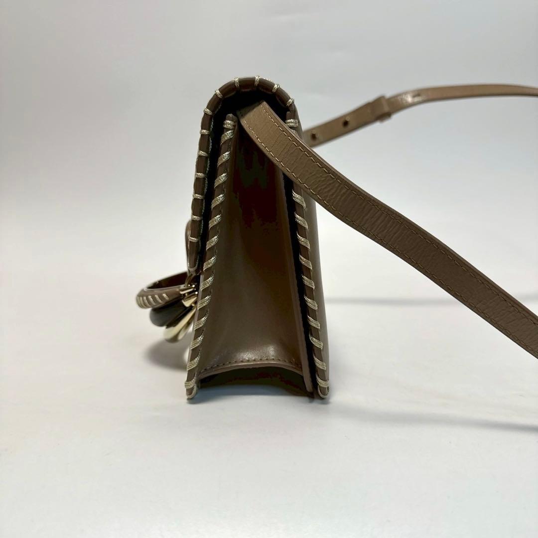 p09【極美品】クロエ カティ KATTIE レザー ステッチショルダーバッグ