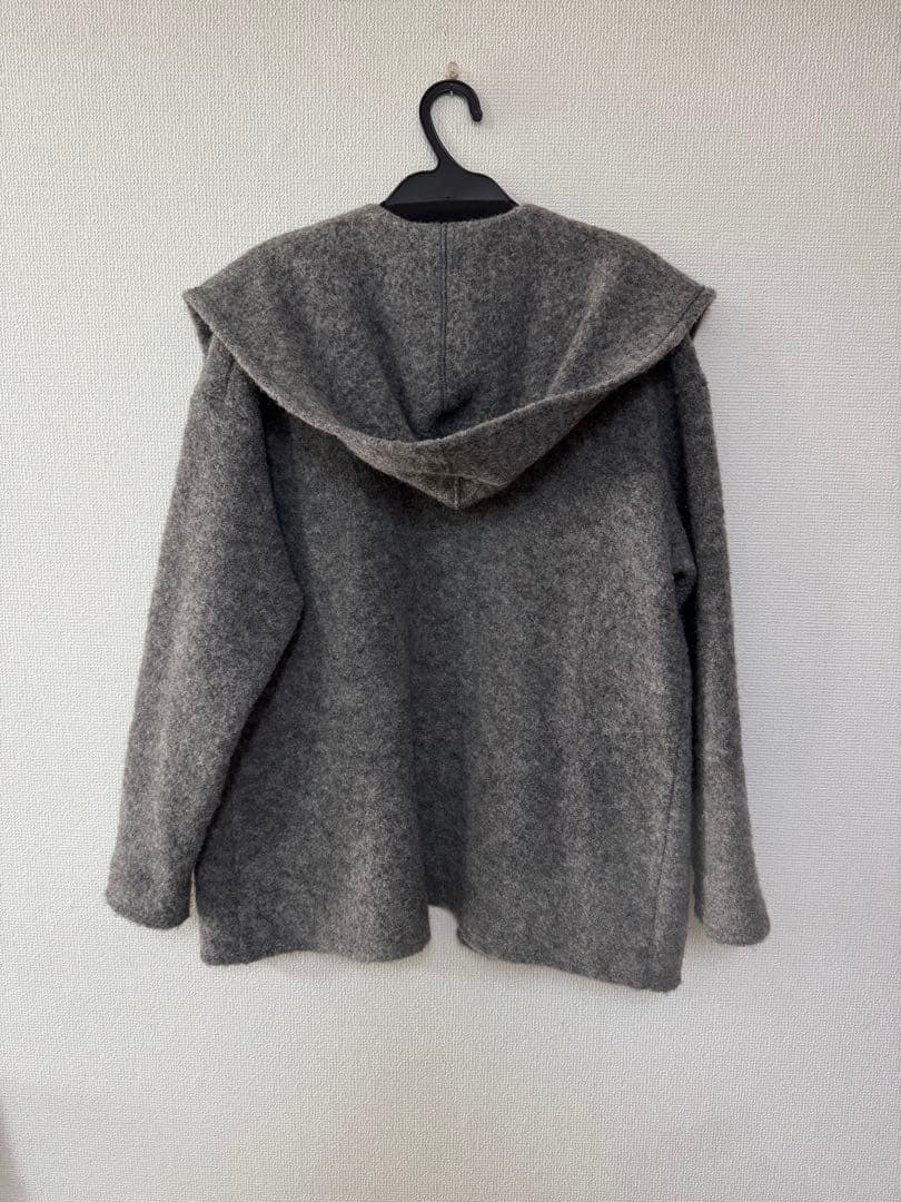 GALERIE VIE ギャルリーヴィ アルパカ混 ウールフーディコート グレー