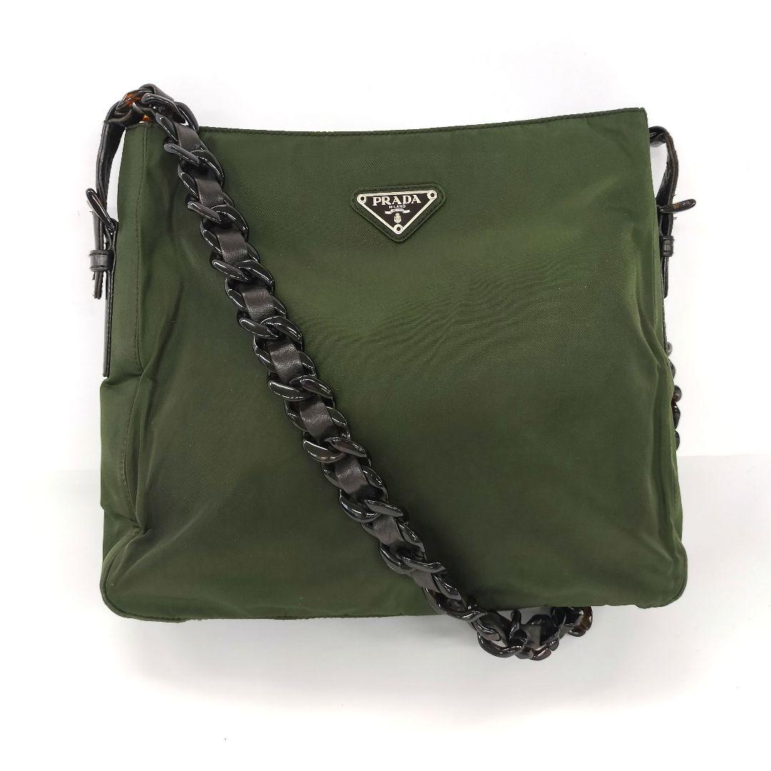 本物☆プラダ テスート ナイロン ワンショルダーバッグ チェーンバッグ