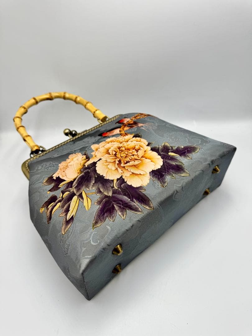 ハンドメイド】がま口 ハンド バッグ バンブー 持ち手 #631 - メルカリ