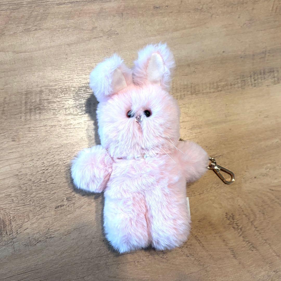 FURFUR ウサギ マスコットチャーム ぬいぐるみ キーホルダー ピンク