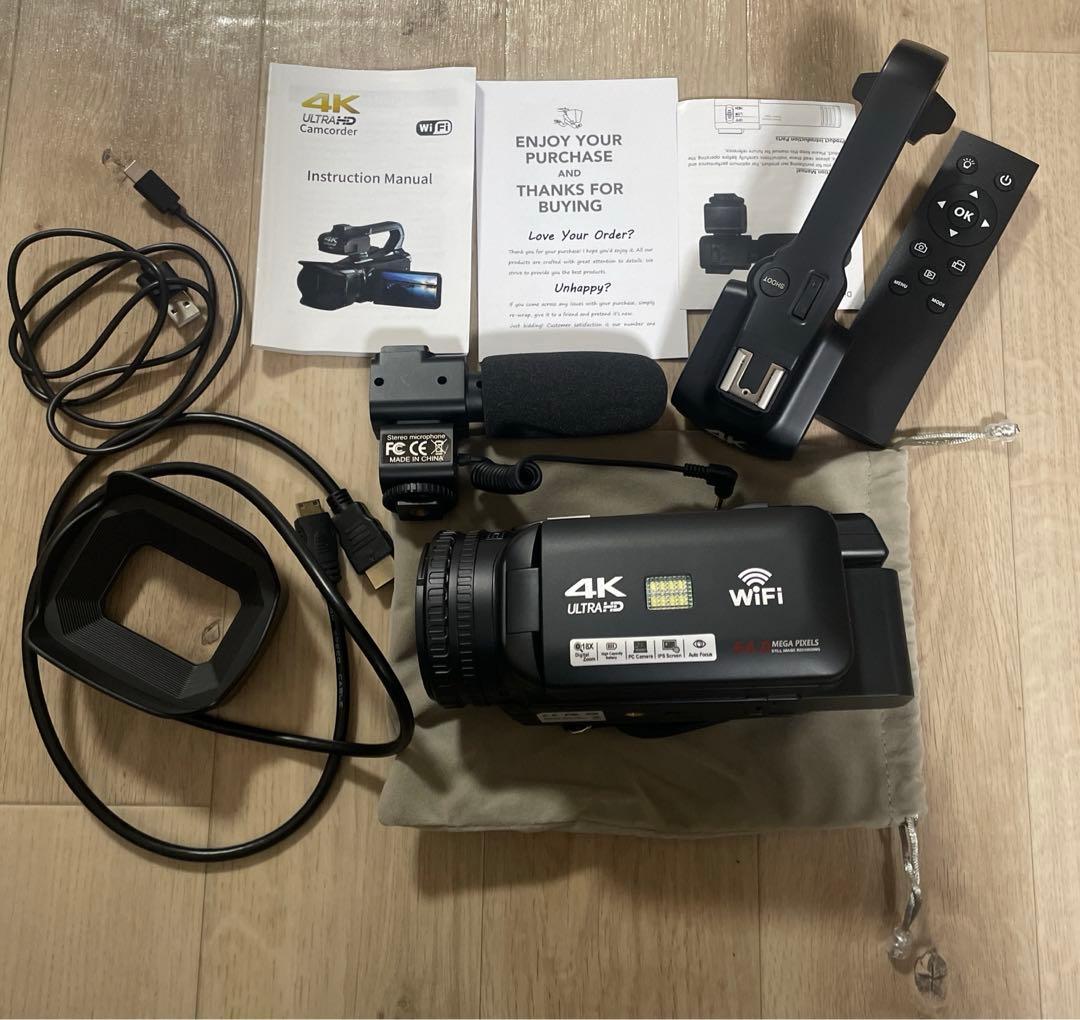 ビデオカメラ4K 60FPSAFオートフォーカスウルトラHD 64.0MP