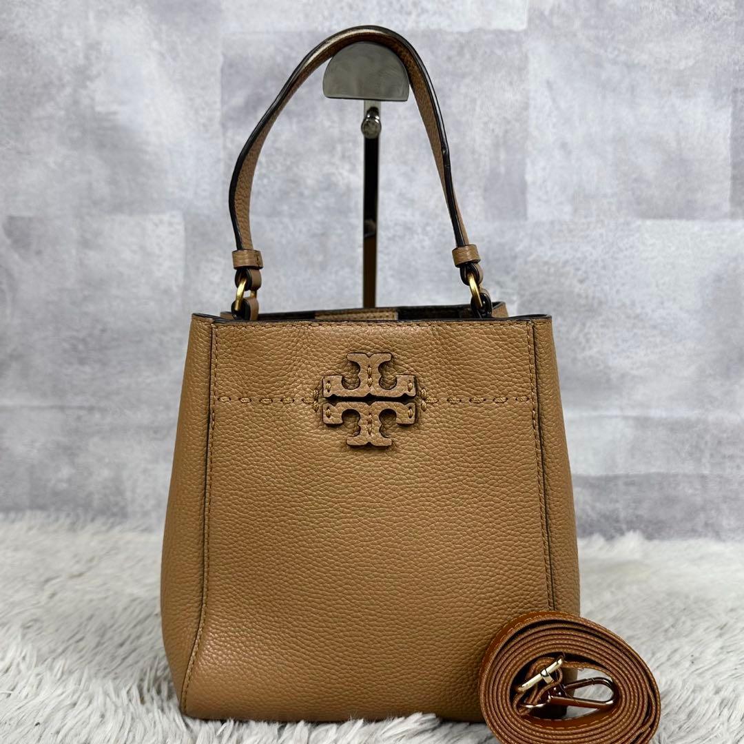 美品 TORY BURCH レザー マックグロー 2WAY ショルダーバッグ 茶
