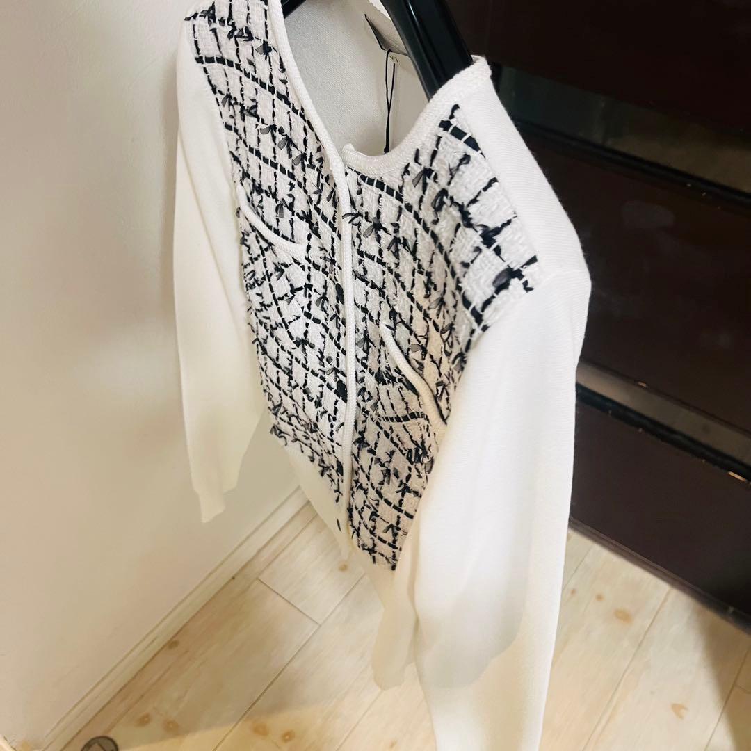 新品☆ANAYI チュールツイードニットコンビ カーディガン/セオリー、23