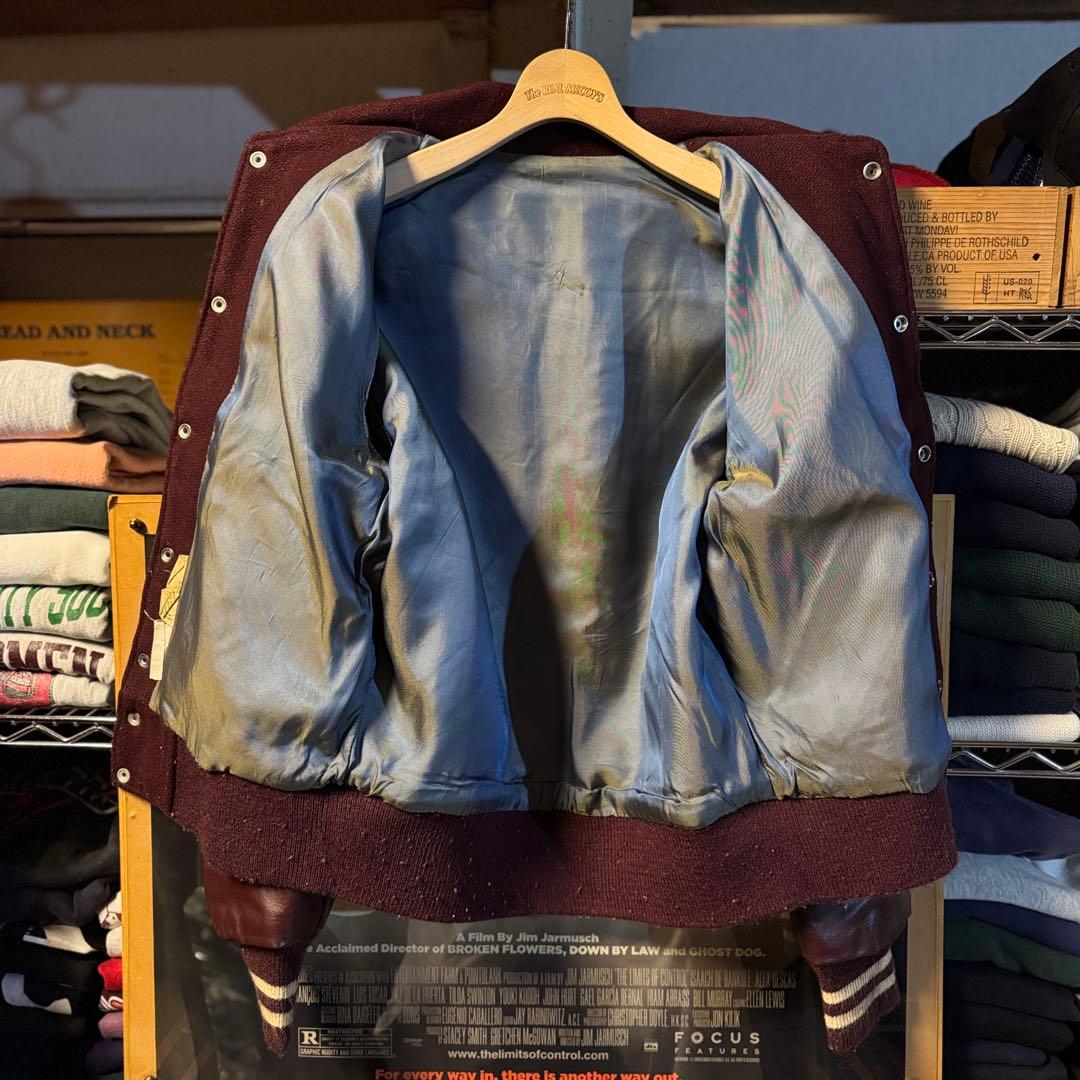 上質 60s vintage バーシティジャケット プレーン バーガンディ - メルカリ