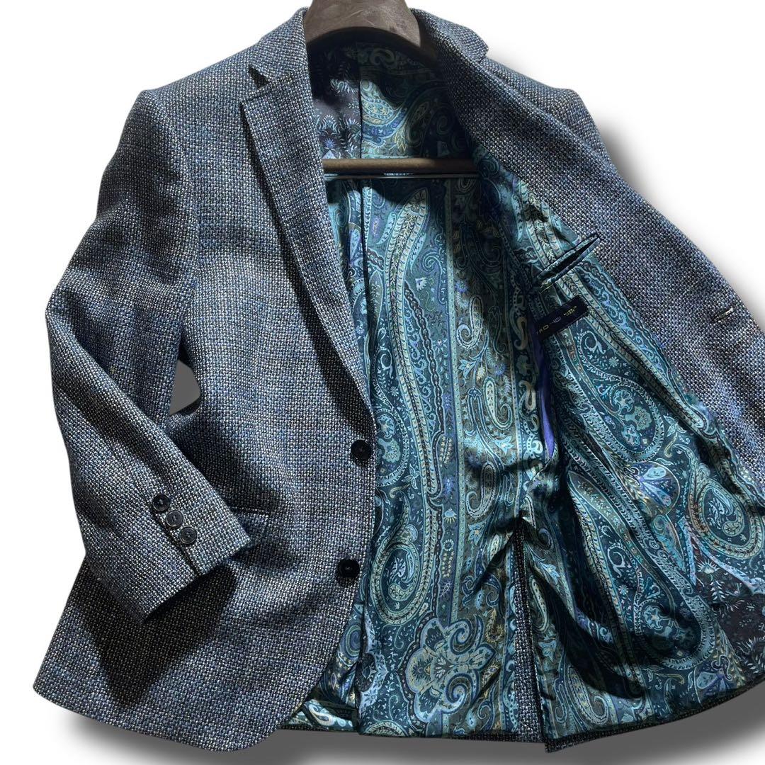 ETRO エトロ テーラードジャケット シルク 裏地ペイズリー ツイード