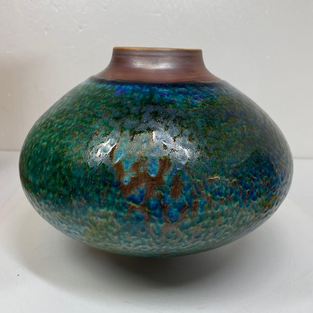 中国美術 花入 高さ17㎝ 幅約22㎝ 共箱 タサコサ 東