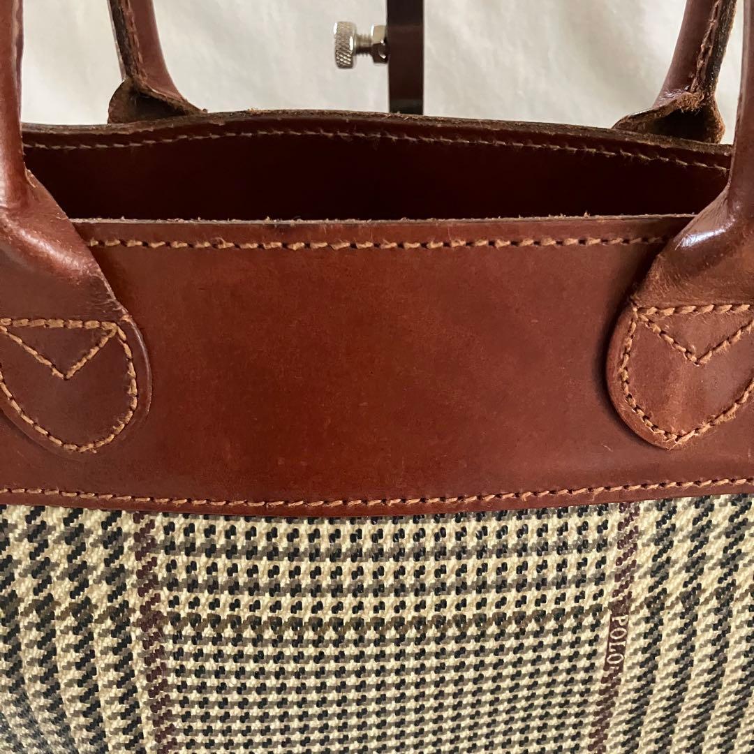 POLO ポロラルフローレン ハンドバッグ ビンテージ 千鳥柄 A4可 トート