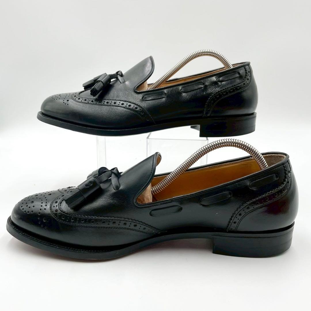 美品 スコッチグレイン タッセルローファー 817 黒 25.5EE Y1527