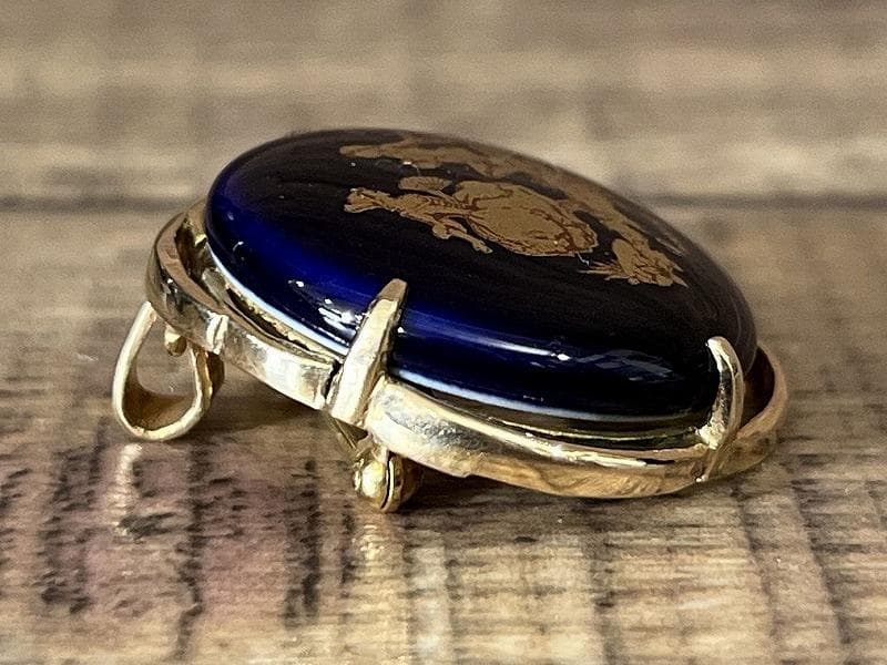 フランス製 リモージュ 七宝焼 K18 枠 ペンダント 兼 ブローチ 9.8g