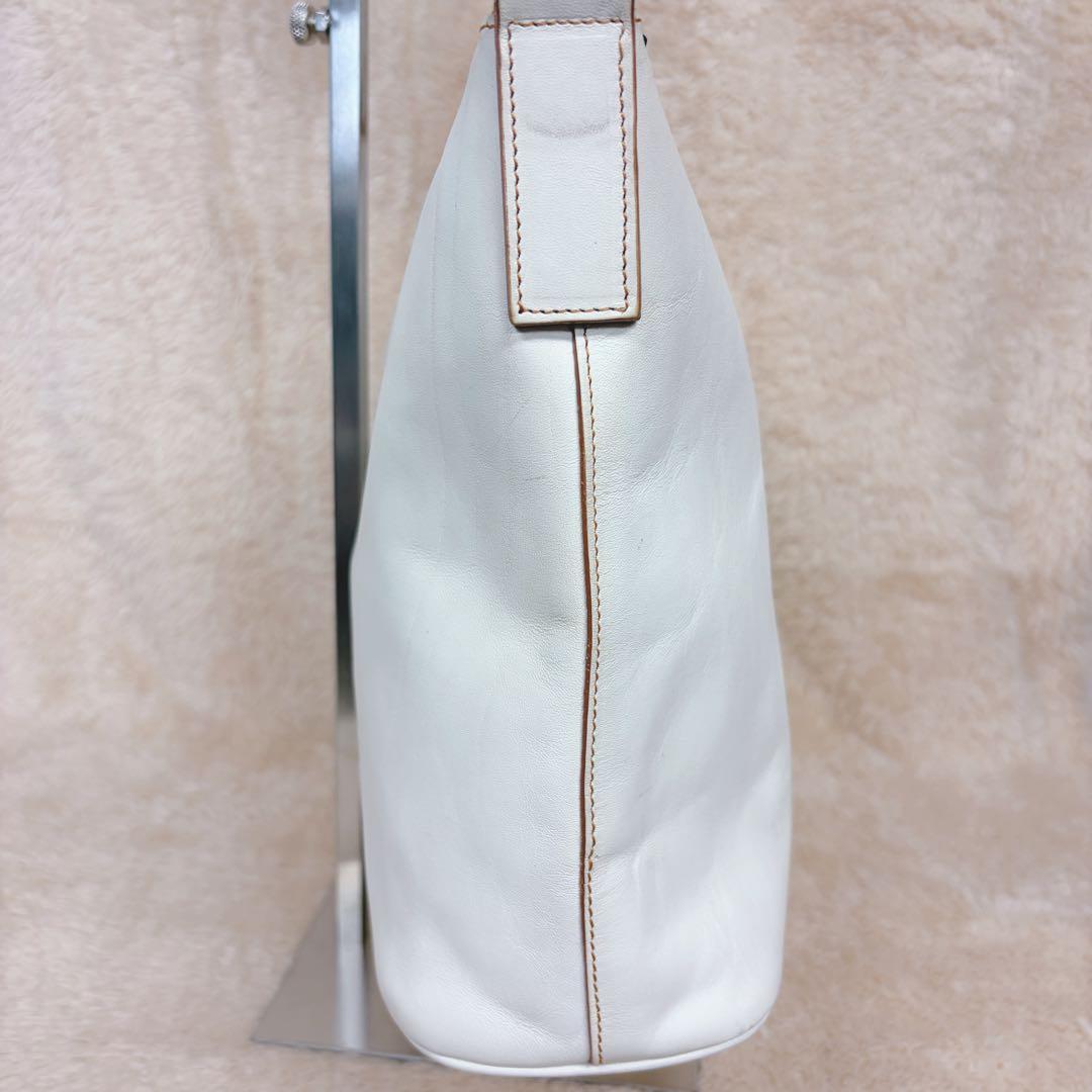 美品】HIROFU ヒロフ レザー ワンショルダーバッグ Hロゴ クリーム色