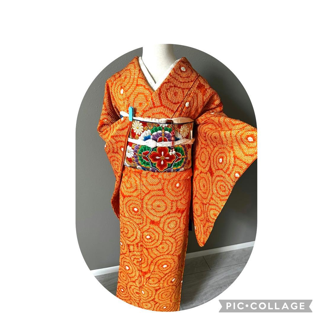 総絞りのお着物 しつけ付 正絹 着丈153 裄丈64.5 - メルカリ